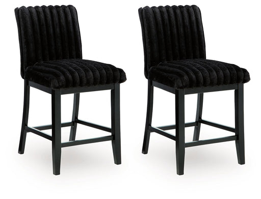 Mervannie - Upholstered Barstool (Set of 2) - Black – Stool Sets by Signature Design by Ashley® at Furniture Wholesale Plus , Nashville furniture store