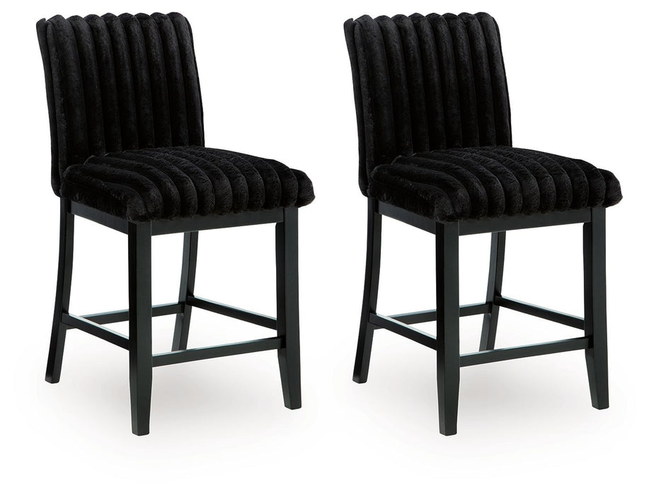 Mervannie - Upholstered Barstool (Set of 2) - Black – Stool Sets by Signature Design by Ashley® at Furniture Wholesale Plus , Nashville furniture store