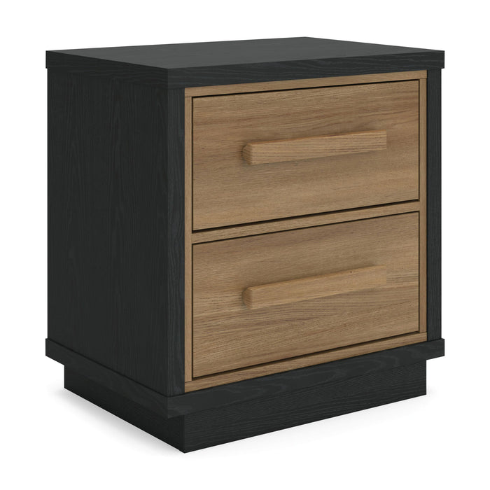 Kozmour - Two Drawer Night Stand - Black / Brown – Accent Nightstands by Signature Design by Ashley® at Furniture Wholesale Plus , Nashville furniture store