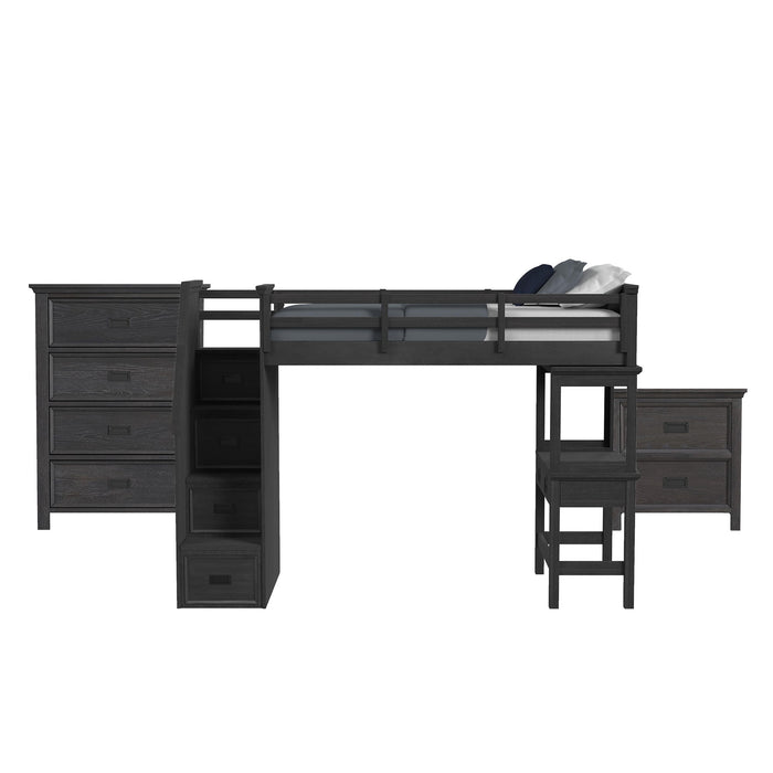 Hampton Kids - Loft With Staircase And Desk With Speaker Bedroom Set – 3 Piece Bedroom Sets by Elements International at Furniture Wholesale Plus , Nashville furniture store