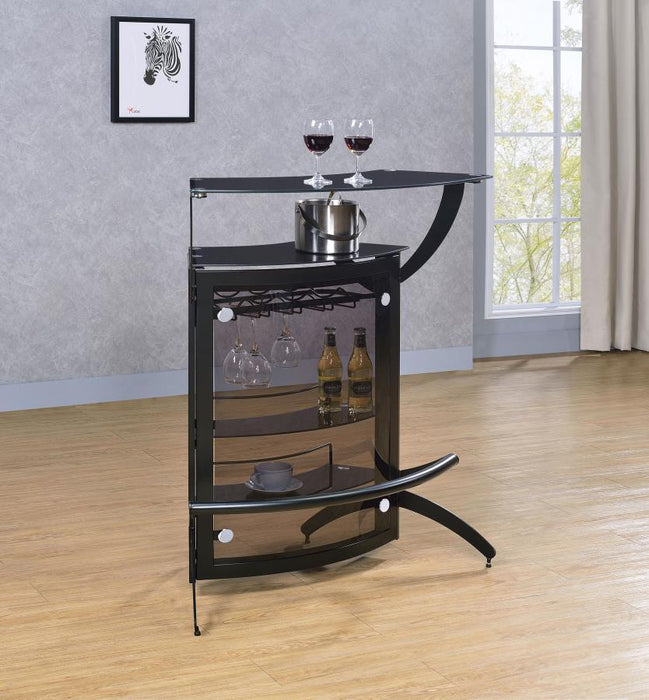 Dallas - 2-Shelf Curved Freestanding Home Bar Cabinet - Premium Home Bars from CoasterEssence - Just $339! Shop now at Furniture Wholesale Plus  We are the best furniture store in Nashville, Hendersonville, Goodlettsville, Madison, Antioch, Mount Juliet, Lebanon, Gallatin, Springfield, Murfreesboro, Franklin, Brentwood