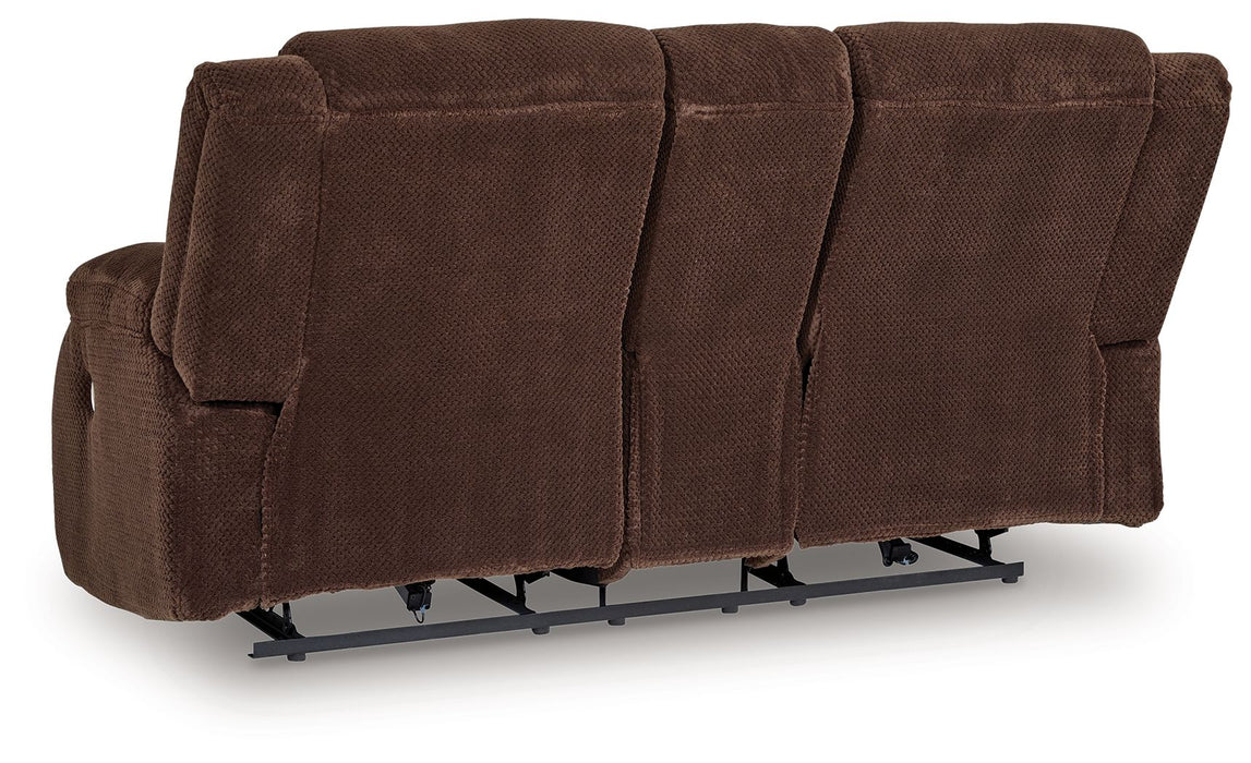 Free Wake - Double Relcining Power Loveseat With Console - Chocolate – Reclining Loveseats by Signature Design by Ashley® at Furniture Wholesale Plus , Nashville furniture store