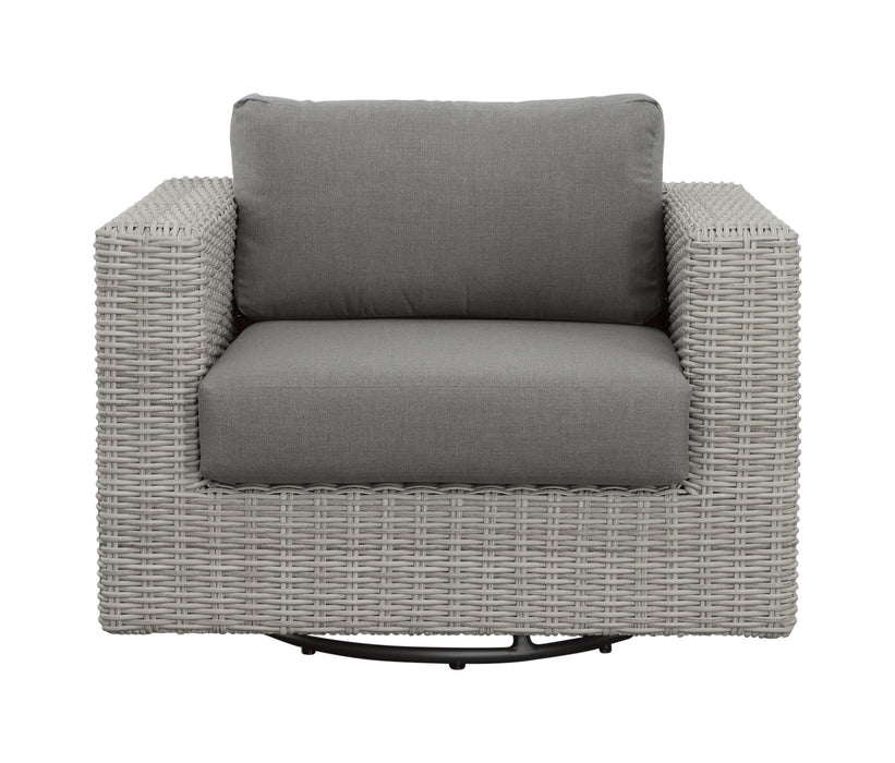 Blakley - Outdoor Swilvel Chair (Set of 2) With Half Round Wicker - Gray - Premium Chair Sets from Steve Silver Furniture - Just $3079! Shop now at Furniture Wholesale Plus  We are the best furniture store in Nashville, Hendersonville, Goodlettsville, Madison, Antioch, Mount Juliet, Lebanon, Gallatin, Springfield, Murfreesboro, Franklin, Brentwood