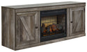 Wynnlow - TV Stand With Faux Firebrick Fireplace Insert - Gray – Fireplace TV Stands by Signature Design by Ashley® at Furniture Wholesale Plus , Nashville furniture store