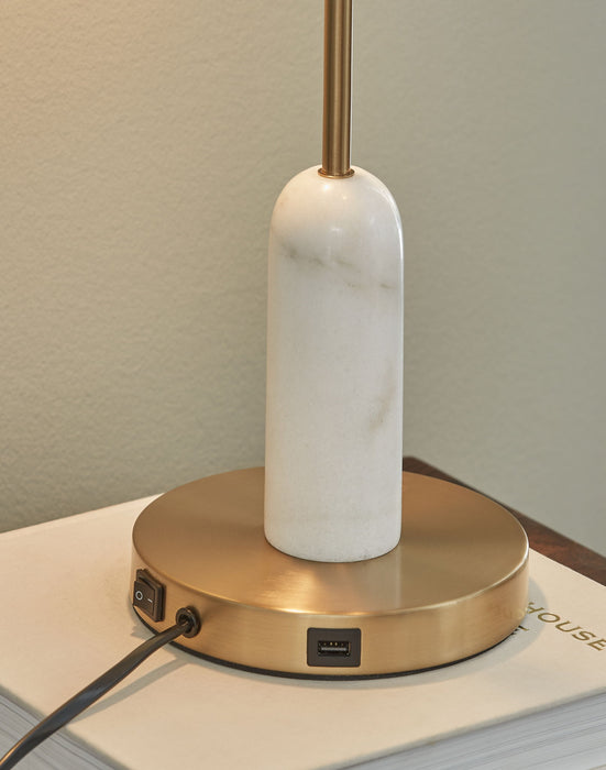 Rowleigh - Marble Desk Lamp - Gold Finish / White – Table Lamps by Signature Design by Ashley® at Furniture Wholesale Plus , Nashville furniture store