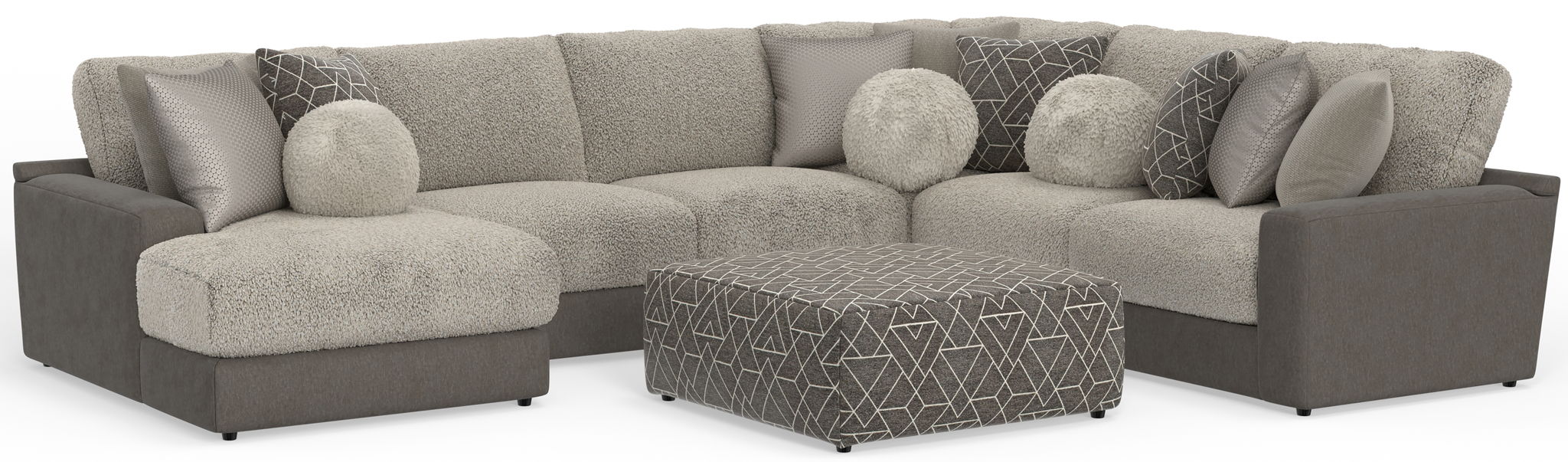 Canyon - 4 Piece Sectional With Cuddler Seat Cushions, Included Accent Pillows And Cocktail Ottoman (Left Side Facing Chaise) - Umber – 2 Piece Living Room Sets by Jackson at Furniture Wholesale Plus , Nashville furniture store