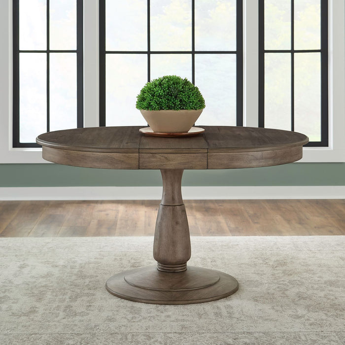 Hickory Grove - Pedestal Table Set - Heirloom Brown – Dining Tables with Extensions by Liberty Furniture at Furniture Wholesale Plus , Nashville furniture store
