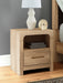 Kinlanni - One Drawer Night Stand - Tan – Nightstands w/ Charging Stations by Signature Design by Ashley® at Furniture Wholesale Plus , Nashville furniture store