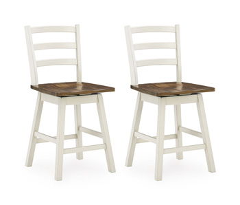 Brinfern - Swivel Stool (Set of 2) - Brown / Antique White – Stool Sets by Signature Design by Ashley® at Furniture Wholesale Plus , Nashville furniture store