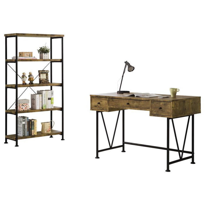 Analiese - 2 Piece Computer Desk Bookcase Set - Rustic Nutmeg - Premium 2 Piece Home Office Sets from CoasterEveryday - Just $529! Shop now at Furniture Wholesale Plus  We are the best furniture store in Nashville, Hendersonville, Goodlettsville, Madison, Antioch, Mount Juliet, Lebanon, Gallatin, Springfield, Murfreesboro, Franklin, Brentwood