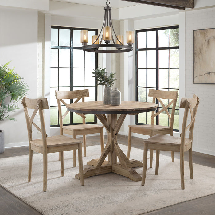 Callista - Round Standard Height 5 Piece Dining Set (Table And Four Chairs) - Beach – 5 Piece Dining Room Sets by Elements International at Furniture Wholesale Plus , Nashville furniture store