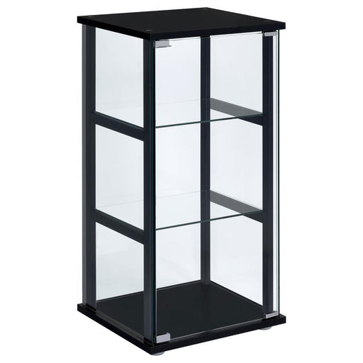Cyclamen - 3-Shelf Clear Glass Curio Display Cabinet - Black - Premium Curio Cabinets from CoasterEveryday - Just $159! Shop now at Furniture Wholesale Plus  We are the best furniture store in Nashville, Hendersonville, Goodlettsville, Madison, Antioch, Mount Juliet, Lebanon, Gallatin, Springfield, Murfreesboro, Franklin, Brentwood