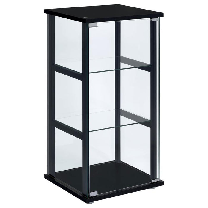 Cyclamen - 3-Shelf Clear Glass Curio Display Cabinet - Black - Premium Curio Cabinets from CoasterEveryday - Just $159! Shop now at Furniture Wholesale Plus  We are the best furniture store in Nashville, Hendersonville, Goodlettsville, Madison, Antioch, Mount Juliet, Lebanon, Gallatin, Springfield, Murfreesboro, Franklin, Brentwood