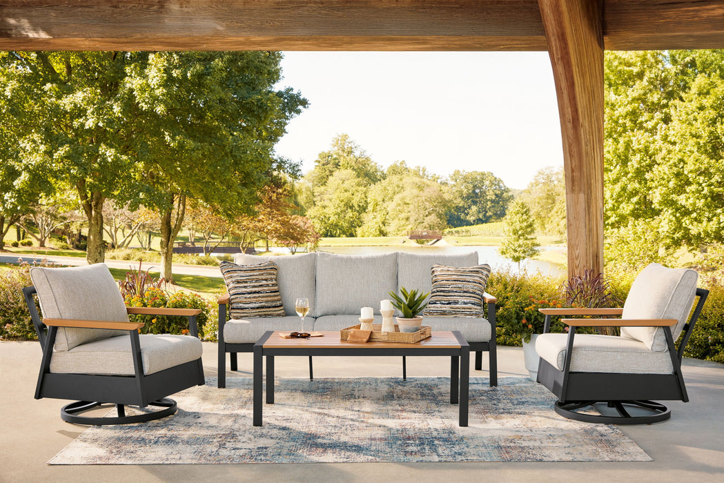 Carmel Highlands - Sofa, Chairs, Table Set (Set of 4) - Dark Brown – 4 Piece Outdoor Sets by Signature Design by Ashley® at Furniture Wholesale Plus , Nashville furniture store