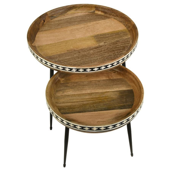 Ollie - 2 Piece Solid Wood Bone Inlay Nesting Table - Natural – Nesting Tables by Coaster Fine Furniture at Furniture Wholesale Plus , Nashville furniture store