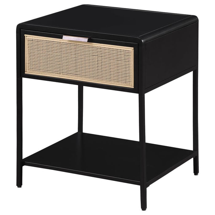 Amherst - 1-Drawer Radio Weave Rattan Metal Side Table – Side Tables by Coaster Fine Furniture at Furniture Wholesale Plus , Nashville furniture store