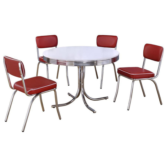 Retro - Round Dining Table Set – 5 Piece Dining Room Sets by CoasterEveryday at Furniture Wholesale Plus , Nashville furniture store