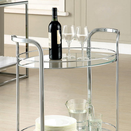 LOULE Chrome Serving Cart - Premium Server from FOA East - Just $115.05! Shop now at Furniture Wholesale Plus  We are the best furniture store in Nashville, Hendersonville, Goodlettsville, Madison, Antioch, Mount Juliet, Lebanon, Gallatin, Springfield, Murfreesboro, Franklin, Brentwood