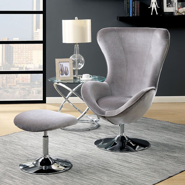 SHELIA Gray Accent Chair w/ Ottoman - Premium Accent Chair from FOA East - Just $442.65! Shop now at Furniture Wholesale Plus  We are the best furniture store in Nashville, Hendersonville, Goodlettsville, Madison, Antioch, Mount Juliet, Lebanon, Gallatin, Springfield, Murfreesboro, Franklin, Brentwood