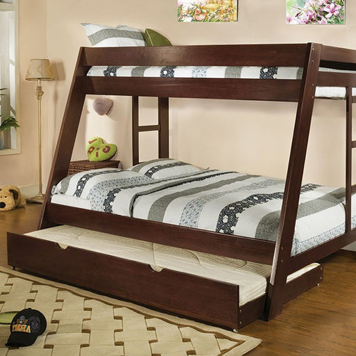 Arizona Dark Walnut Twin/Full Bunk Bed - Premium Bunk Bed from FOA East - Just $491.40! Shop now at Furniture Wholesale Plus  We are the best furniture store in Nashville, Hendersonville, Goodlettsville, Madison, Antioch, Mount Juliet, Lebanon, Gallatin, Springfield, Murfreesboro, Franklin, Brentwood