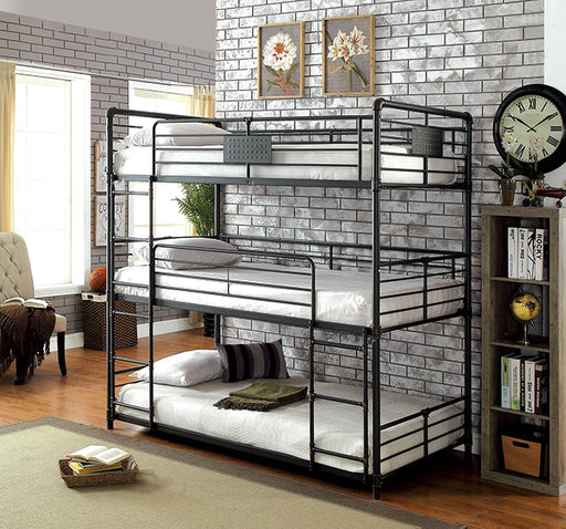 Olga I Antique Black Twin/Twin/Twin Bunk Bed - Premium Bunk Bed from FOA East - Just $875.55! Shop now at Furniture Wholesale Plus  We are the best furniture store in Nashville, Hendersonville, Goodlettsville, Madison, Antioch, Mount Juliet, Lebanon, Gallatin, Springfield, Murfreesboro, Franklin, Brentwood