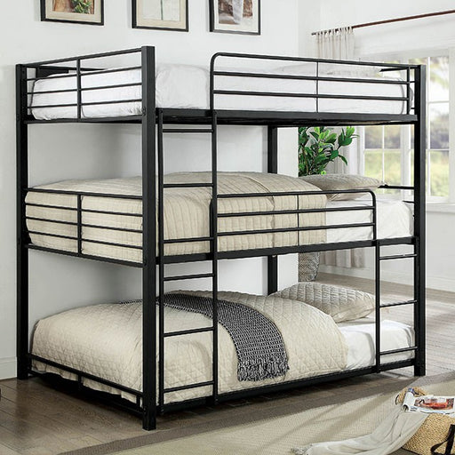 Olga I Sand Black Full Triple Decker Bed - Premium Bunk Bed from FOA East - Just $856.05! Shop now at Furniture Wholesale Plus  We are the best furniture store in Nashville, Hendersonville, Goodlettsville, Madison, Antioch, Mount Juliet, Lebanon, Gallatin, Springfield, Murfreesboro, Franklin, Brentwood