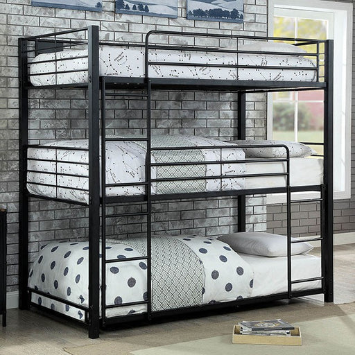 Olga I Sand Black Twin Triple Decker Bed - Premium Bunk Bed from FOA East - Just $680.55! Shop now at Furniture Wholesale Plus  We are the best furniture store in Nashville, Hendersonville, Goodlettsville, Madison, Antioch, Mount Juliet, Lebanon, Gallatin, Springfield, Murfreesboro, Franklin, Brentwood