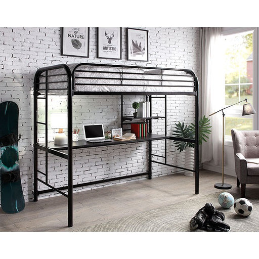 Opal Iii Black Twin Loft Bed - Premium Loft Bed from FOA East - Just $485.55! Shop now at Furniture Wholesale Plus  We are the best furniture store in Nashville, Hendersonville, Goodlettsville, Madison, Antioch, Mount Juliet, Lebanon, Gallatin, Springfield, Murfreesboro, Franklin, Brentwood