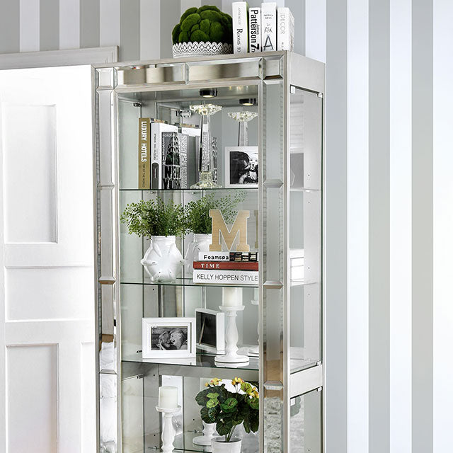 Carrollton Chrome Curio Cabinet - Premium Curio from FOA East - Just $680.55! Shop now at Furniture Wholesale Plus  We are the best furniture store in Nashville, Hendersonville, Goodlettsville, Madison, Antioch, Mount Juliet, Lebanon, Gallatin, Springfield, Murfreesboro, Franklin, Brentwood