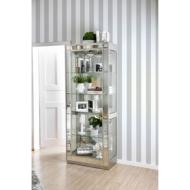 Carrollton Chrome Curio Cabinet - Premium Curio from FOA East - Just $680.55! Shop now at Furniture Wholesale Plus  We are the best furniture store in Nashville, Hendersonville, Goodlettsville, Madison, Antioch, Mount Juliet, Lebanon, Gallatin, Springfield, Murfreesboro, Franklin, Brentwood