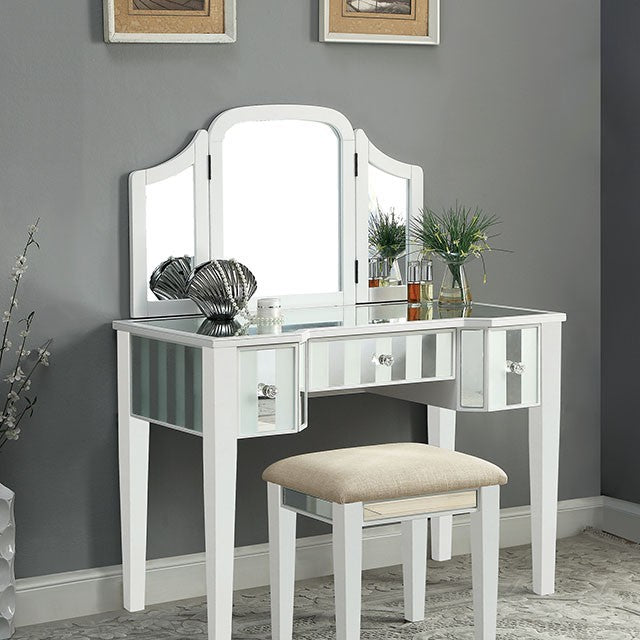 Cyndi White Vanity w/ Stool - Premium Vanity from FOA East - Just $842.40! Shop now at Furniture Wholesale Plus  We are the best furniture store in Nashville, Hendersonville, Goodlettsville, Madison, Antioch, Mount Juliet, Lebanon, Gallatin, Springfield, Murfreesboro, Franklin, Brentwood