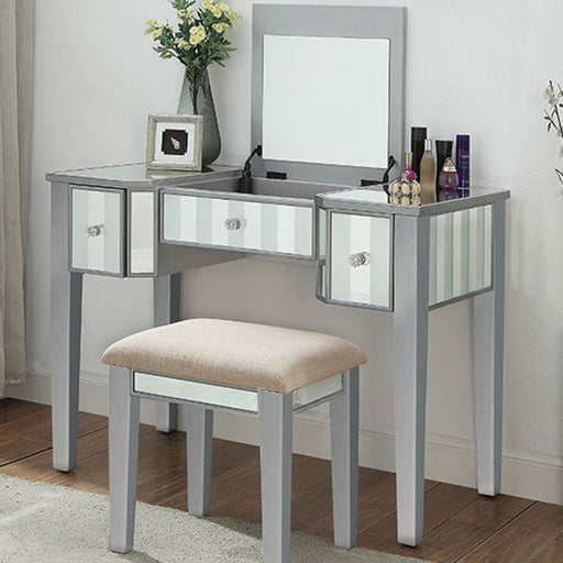 Joyce Silver Vanity w/ Stool - Premium Vanity from FOA East - Just $680.55! Shop now at Furniture Wholesale Plus  We are the best furniture store in Nashville, Hendersonville, Goodlettsville, Madison, Antioch, Mount Juliet, Lebanon, Gallatin, Springfield, Murfreesboro, Franklin, Brentwood