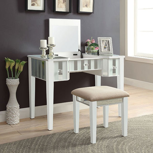 Joyce White Vanity w/ Stool - Premium Vanity from FOA East - Just $680.55! Shop now at Furniture Wholesale Plus  We are the best furniture store in Nashville, Hendersonville, Goodlettsville, Madison, Antioch, Mount Juliet, Lebanon, Gallatin, Springfield, Murfreesboro, Franklin, Brentwood