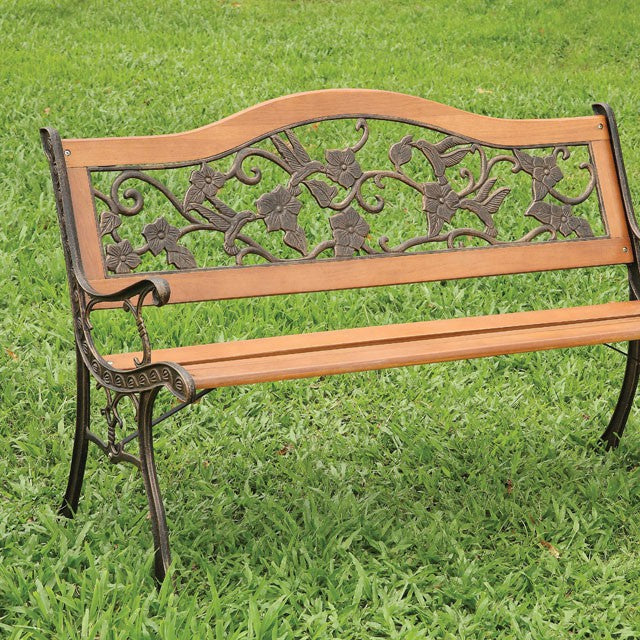 ALBA Antique Oak/Black Patio Wooden Bench - Premium Outdoor Bench from FOA East - Just $154.05! Shop now at Furniture Wholesale Plus  We are the best furniture store in Nashville, Hendersonville, Goodlettsville, Madison, Antioch, Mount Juliet, Lebanon, Gallatin, Springfield, Murfreesboro, Franklin, Brentwood