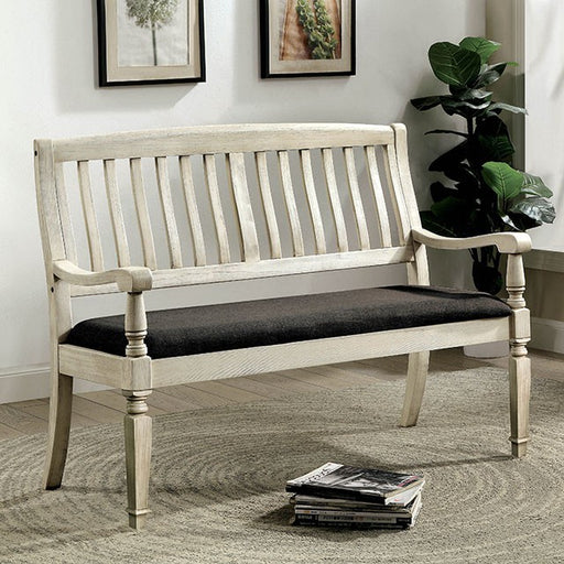 Georgia Antique White/Gray Love Seat Bench - Premium Bench from FOA East - Just $312! Shop now at Furniture Wholesale Plus  We are the best furniture store in Nashville, Hendersonville, Goodlettsville, Madison, Antioch, Mount Juliet, Lebanon, Gallatin, Springfield, Murfreesboro, Franklin, Brentwood