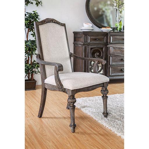 ARCADIA Rustic Natural Tone/ Ivory Arm Chair (2/CTN) - Premium Dining Chair from FOA East - Just $526.50! Shop now at Furniture Wholesale Plus  We are the best furniture store in Nashville, Hendersonville, Goodlettsville, Madison, Antioch, Mount Juliet, Lebanon, Gallatin, Springfield, Murfreesboro, Franklin, Brentwood