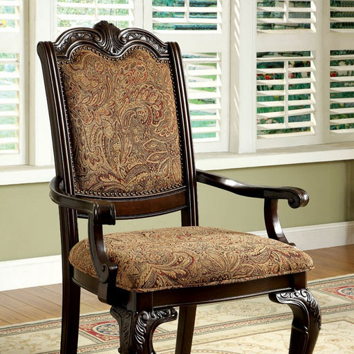 BELLAGIO Brown Cherry/Pattern Fabric Arm Chair (2/CTN) - Premium Dining Chair from FOA East - Just $526.50! Shop now at Furniture Wholesale Plus  We are the best furniture store in Nashville, Hendersonville, Goodlettsville, Madison, Antioch, Mount Juliet, Lebanon, Gallatin, Springfield, Murfreesboro, Franklin, Brentwood