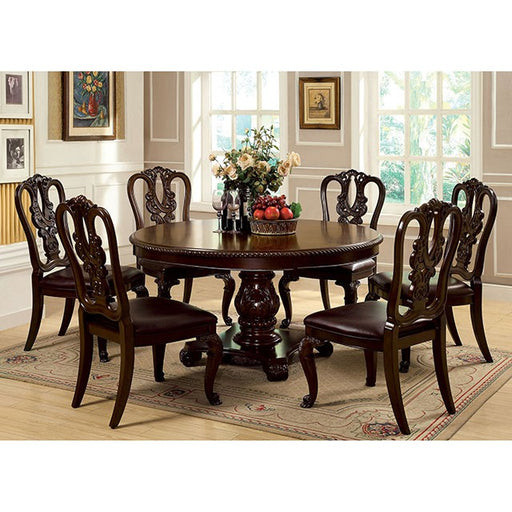 Bellagio Brown Cherry Round Dining Table - Premium Dining Table from FOA East - Just $700.05! Shop now at Furniture Wholesale Plus  We are the best furniture store in Nashville, Hendersonville, Goodlettsville, Madison, Antioch, Mount Juliet, Lebanon, Gallatin, Springfield, Murfreesboro, Franklin, Brentwood