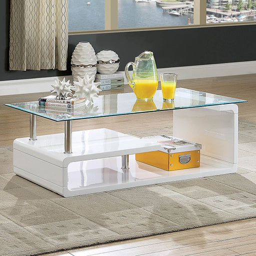 Torkel White/Chrome Coffee Table - Premium Cocktail Table from FOA East - Just $368.55! Shop now at Furniture Wholesale Plus  We are the best furniture store in Nashville, Hendersonville, Goodlettsville, Madison, Antioch, Mount Juliet, Lebanon, Gallatin, Springfield, Murfreesboro, Franklin, Brentwood