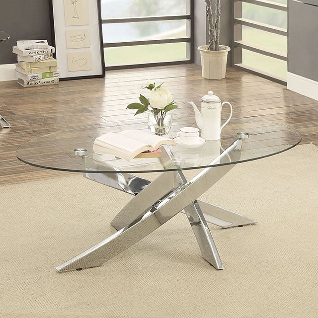 LAILA Chrome Coffee Table - Premium Cocktail Table from FOA East - Just $290.55! Shop now at Furniture Wholesale Plus  We are the best furniture store in Nashville, Hendersonville, Goodlettsville, Madison, Antioch, Mount Juliet, Lebanon, Gallatin, Springfield, Murfreesboro, Franklin, Brentwood