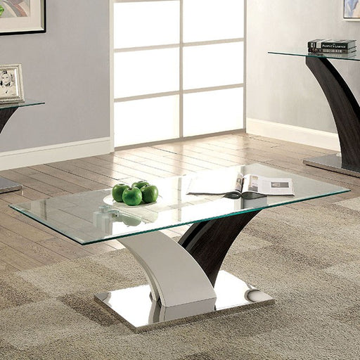 SLOANE White/Dark Gray/Chrome Coffee Table - Premium Cocktail Table from FOA East - Just $310.05! Shop now at Furniture Wholesale Plus  We are the best furniture store in Nashville, Hendersonville, Goodlettsville, Madison, Antioch, Mount Juliet, Lebanon, Gallatin, Springfield, Murfreesboro, Franklin, Brentwood