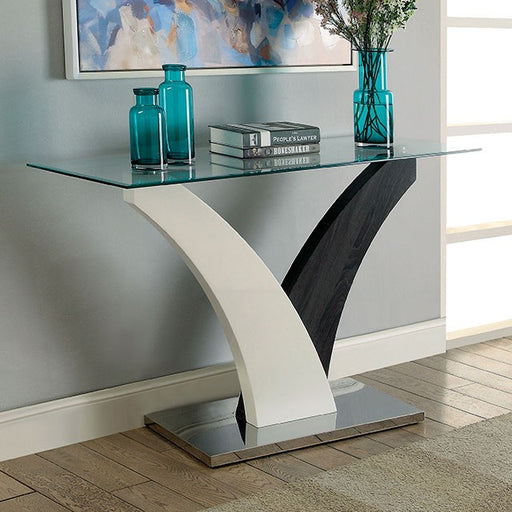 SLOANE White/Dark Gray/Chrome Sofa Table - Premium Sofa Table from FOA East - Just $310.05! Shop now at Furniture Wholesale Plus  We are the best furniture store in Nashville, Hendersonville, Goodlettsville, Madison, Antioch, Mount Juliet, Lebanon, Gallatin, Springfield, Murfreesboro, Franklin, Brentwood