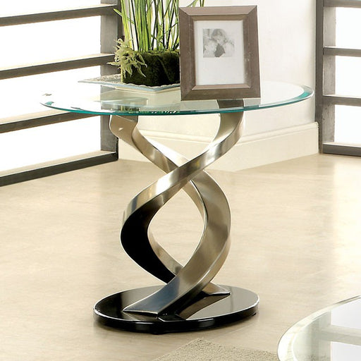 NOVA Satin Plated/Black End Table - Premium End Table from FOA East - Just $368.55! Shop now at Furniture Wholesale Plus  We are the best furniture store in Nashville, Hendersonville, Goodlettsville, Madison, Antioch, Mount Juliet, Lebanon, Gallatin, Springfield, Murfreesboro, Franklin, Brentwood