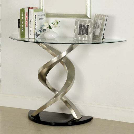 NOVA Satin Plated/Black Sofa Table - Premium Sofa Table from FOA East - Just $466.05! Shop now at Furniture Wholesale Plus  We are the best furniture store in Nashville, Hendersonville, Goodlettsville, Madison, Antioch, Mount Juliet, Lebanon, Gallatin, Springfield, Murfreesboro, Franklin, Brentwood