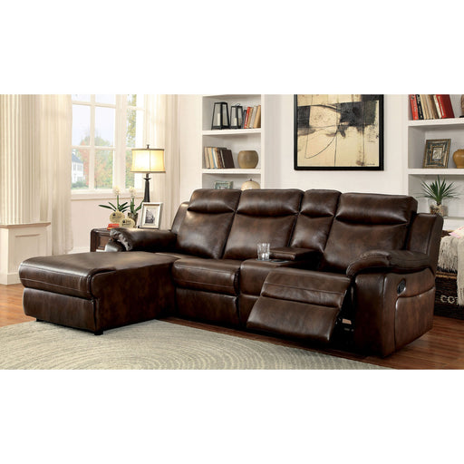 Hardy Brown Sectional w/ Console, Brown - Premium Sectional from FOA East - Just $1308.45! Shop now at Furniture Wholesale Plus  We are the best furniture store in Nashville, Hendersonville, Goodlettsville, Madison, Antioch, Mount Juliet, Lebanon, Gallatin, Springfield, Murfreesboro, Franklin, Brentwood