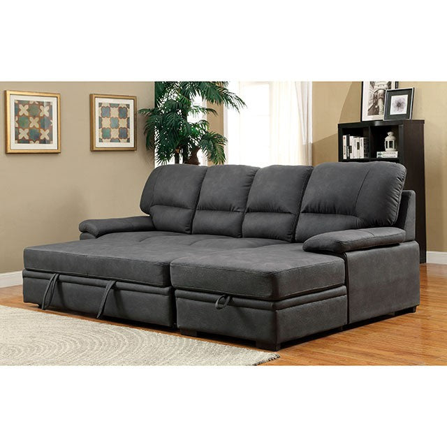 ALCESTER Graphite Sectional w/ Sleeper, Graphite - Premium Sleeper from FOA East - Just $1558.05! Shop now at Furniture Wholesale Plus  We are the best furniture store in Nashville, Hendersonville, Goodlettsville, Madison, Antioch, Mount Juliet, Lebanon, Gallatin, Springfield, Murfreesboro, Franklin, Brentwood