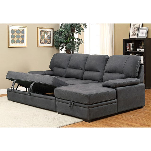 ALCESTER Graphite Sectional w/ Sleeper, Graphite - Premium Sleeper from FOA East - Just $1558.05! Shop now at Furniture Wholesale Plus  We are the best furniture store in Nashville, Hendersonville, Goodlettsville, Madison, Antioch, Mount Juliet, Lebanon, Gallatin, Springfield, Murfreesboro, Franklin, Brentwood