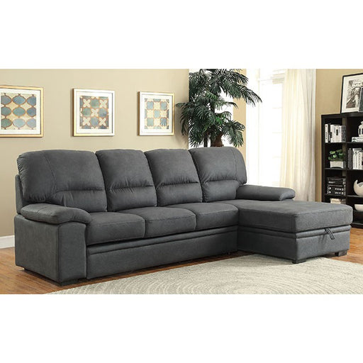 ALCESTER Graphite Sectional w/ Sleeper, Graphite - Premium Sleeper from FOA East - Just $1558.05! Shop now at Furniture Wholesale Plus  We are the best furniture store in Nashville, Hendersonville, Goodlettsville, Madison, Antioch, Mount Juliet, Lebanon, Gallatin, Springfield, Murfreesboro, Franklin, Brentwood