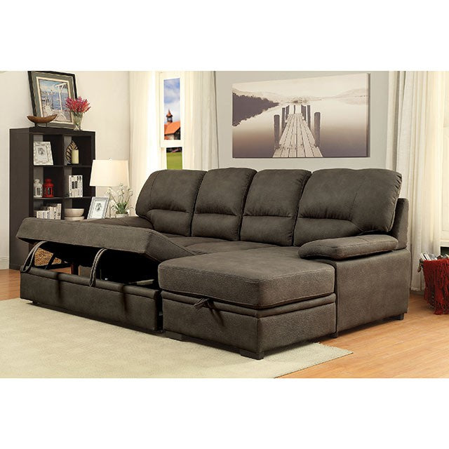 ALCESTER Brown Sectional w/ Sleeper, Ash Brown - Premium Sleeper from FOA East - Just $1558.05! Shop now at Furniture Wholesale Plus  We are the best furniture store in Nashville, Hendersonville, Goodlettsville, Madison, Antioch, Mount Juliet, Lebanon, Gallatin, Springfield, Murfreesboro, Franklin, Brentwood