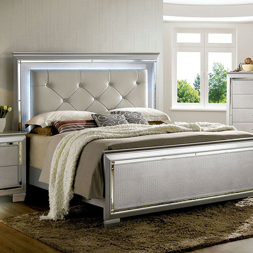 BELLANOVA Silver Cal.King Bed - Premium Bed from FOA East - Just $914.55! Shop now at Furniture Wholesale Plus  We are the best furniture store in Nashville, Hendersonville, Goodlettsville, Madison, Antioch, Mount Juliet, Lebanon, Gallatin, Springfield, Murfreesboro, Franklin, Brentwood